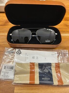 Shinola Silver Aviator Sunglasses with Gray Lenses